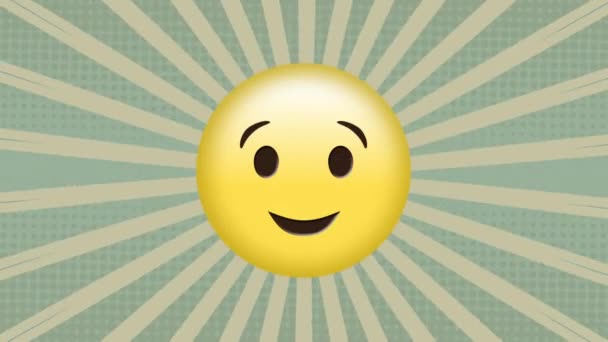 Animation Smiley Emoji Icon Stripes Pattern Background Social Media Digital — Stock Video