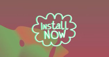 Kurulum şimdi bulut ve kırmızı arkaplan üzerinde metin animasyonu. Hesaplama, iletişim, renk, tekrarlama ve hareket konsepti dijital olarak oluşturuldu.