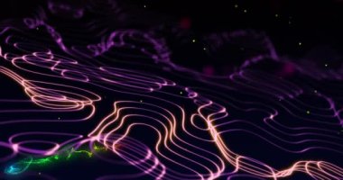 Işık yollarının üzerindeki bağlantı ağının animasyonu. Küresel ağlar, dijital arayüz, hesaplama ve veri işleme kavramı dijital olarak oluşturuldu.