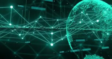 Dünya üzerindeki veri ve bağlantı ağının animasyonu. Küresel ağlar, işletmeler, finansmanlar, hesaplama ve veri işleme kavramı dijital olarak oluşturuldu.