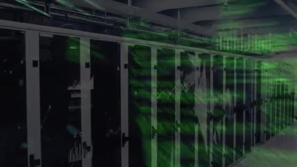 Animation Computer Language Graphs Server Room Background Digital Composite Multiple — Stock Video