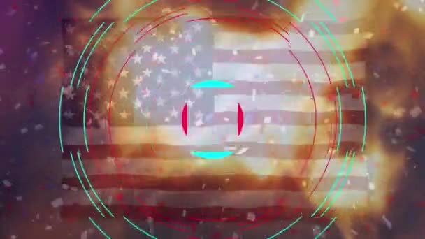 Animation Confettis Tombant Motif Sur Drapeau Des Etats Unis Indépendance — Video