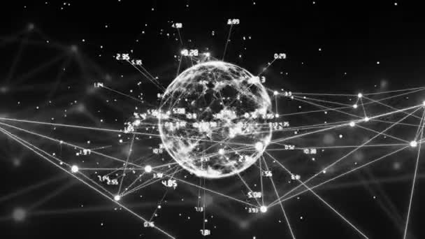 Animação Globo Com Rede Conexões Conceito Redes Globais Interface Digital — Vídeo de Stock
