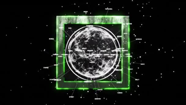 Animación Procesamiento Datos Sobre Globo Fondo Oscuro Inteligencia Artificial Global — Vídeo de stock