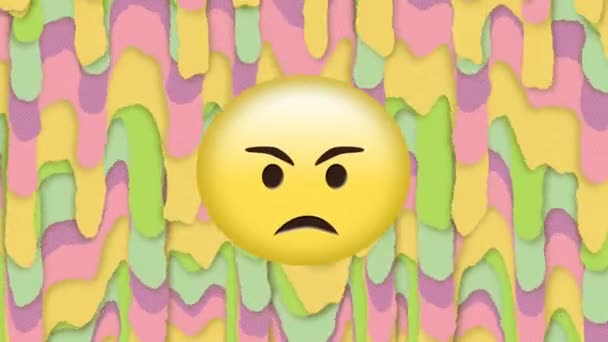 Анимация Желтых Гневных Эмоций Движущемся Цветовом Фоне Мбаппе Иллюстрация Ярость — стоковое видео