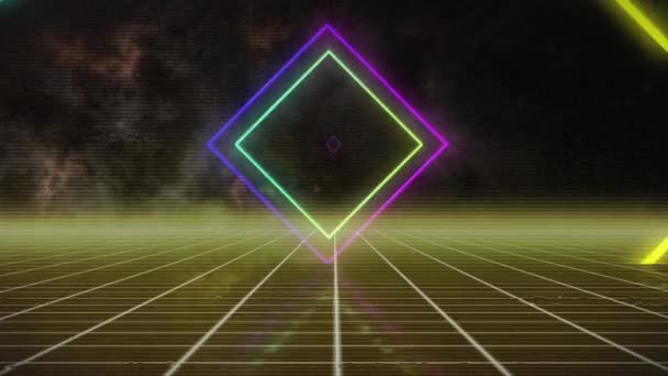 Animacja Linii Neonowych Wzór Bezszwowej Metawersie Pętli Koncepcja Koloru Powtarzania — Wideo stockowe