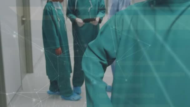 Κινούμενα Σχέδια Επεξεργασίας Δεδομένων Διάφορους Χειρουργούς Παγκόσμια Έννοια Της Υγείας — Αρχείο Βίντεο