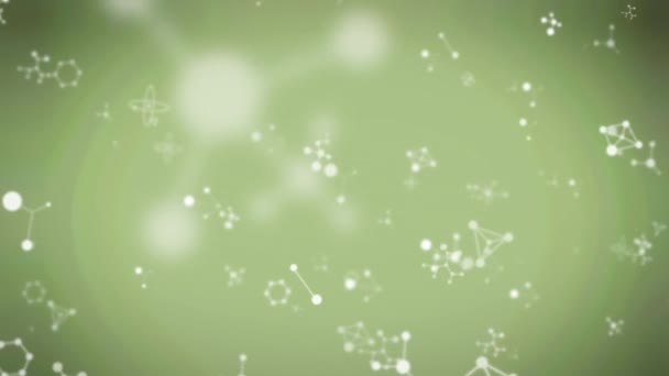 Animace Bílých Molekul Vzor Bezešvé Smyčky Zeleném Pozadí Růžové Pozadí — Stock video
