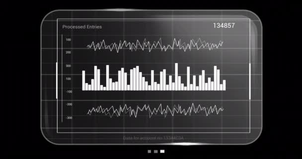 검은색 배경을 화면에 데이터 처리의 애니메이션 글로벌 네트워크 디지털 인터페이스 — 비디오