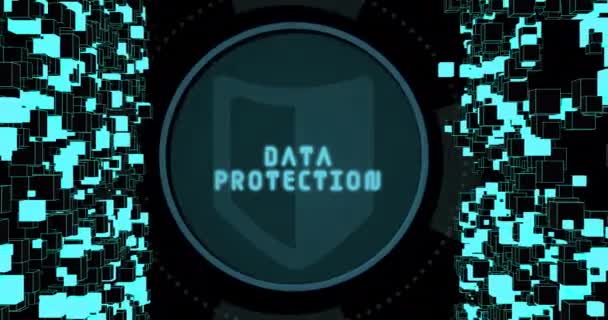 Animation Texte Protection Des Données Avec Portée Réseau Connexions Cybersécurité — Video