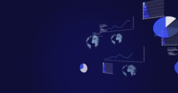 Digitale Interface Met Globe Gegevensverwerking Tegen Zwarte Achtergrond Vertegenwoordigt Het — Stockvideo