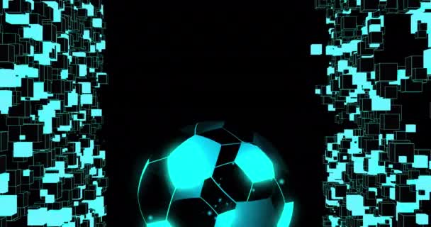 축구와 배경에 연결의 네트워크의 애니메이션 글로벌 네트워크 디지털 인터페이스 컴퓨팅 — 비디오