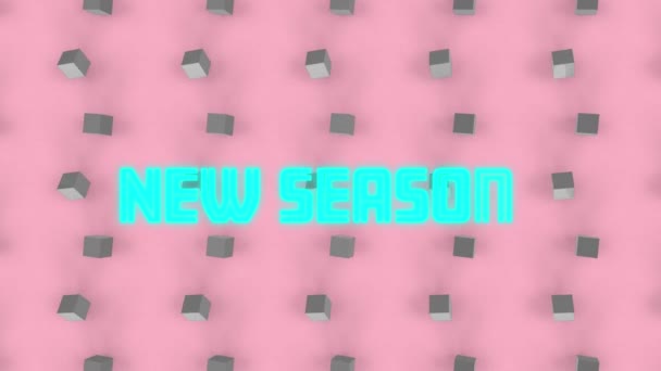 Κινούμενα Σχέδια Του Νέου Κειμένου Σεζόν Πάνω Από Κύβους Ροζ — Αρχείο Βίντεο
