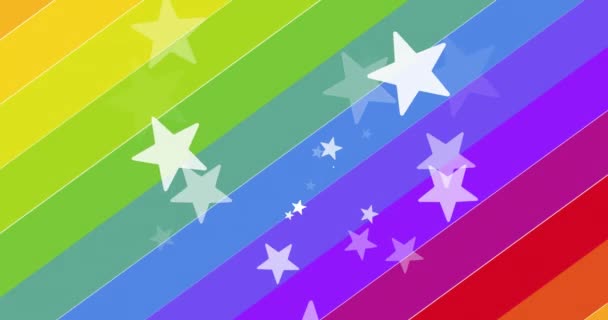 星星在Lgbtq拳头和彩虹背景上的动画 Pride Month Lgbtq Human Rights Equality Concept Digital Generated — 图库视频影像