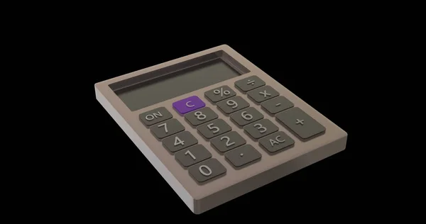 Склад Сірого Калькулятора Порожнім Екраном Чорному Тлі Математика Освіта Підрахунок — стокове фото