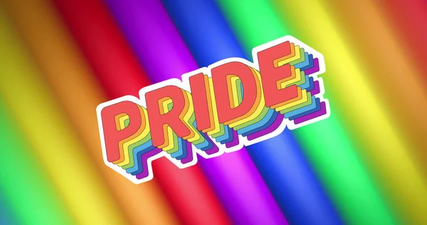 Zusammensetzung Aus Stolz Lgbtq Text Über Regenbogenstreifen Hintergrund Pride Month — Stockfoto