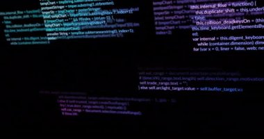 Siyah arkaplanda veri işleme animasyonu. Dijital olarak oluşturulmuş küresel bilgisayar ve veri işleme kavramı.