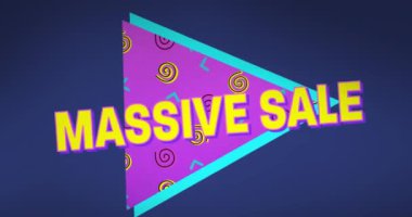 Geçmişe dönük canlı arkaplandaki devasa satış metninin animasyonu. Satışlar, perakende, alışveriş, dijital arayüz, iletişim, bilgisayar ve veri işleme kavramı dijital olarak oluşturuldu.