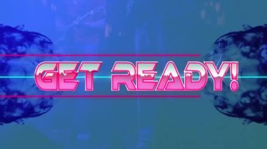 Neon hatları ve duman izleri üzerinden hazır metin animasyonu. Küresel video oyunu, dijital arayüz, iletişim, bilgisayar ve veri işleme kavramı dijital olarak oluşturuldu.