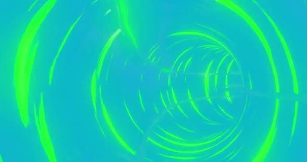 Анимация Синего Туннеля Зеленым Световым Рисунком Фоне Форма Цвет Шаблон — стоковое видео