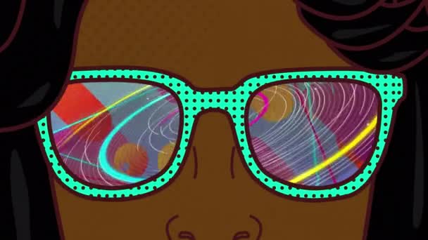 Güneş Gözlüklü Desenli Kusursuz Döngüde Hareket Eden Bir Kadının Animasyonu — Stok video