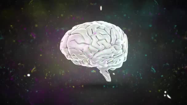 Animacja Usterki Nad Ludzkim Mózgiem Ciemnym Tle Koncepcja Globalnej Nauki — Wideo stockowe