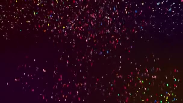 Анімація Конфетті Падає Чорний Фон Святкування Колір Концепція Руху Цифрове — стокове відео