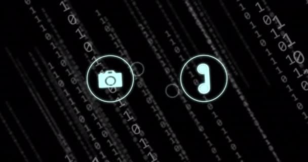 Veri Işleme Siyah Arkaplanda Ikili Kodlama Animasyonu Dijital Olarak Oluşturulmuş — Stok video