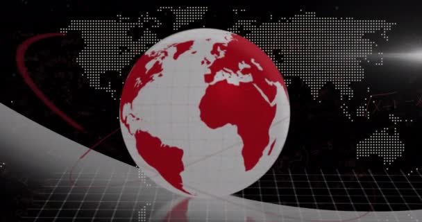 Animatie Van Wereldkaart Gegevensverwerking Hele Wereld Mondiale Verbindingen Computer Gegevensverwerkingsconcept — Stockvideo