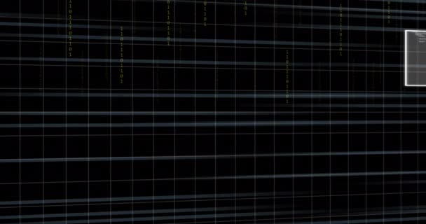 Animatie Van Gegevensverwerking Binaire Codering Zwarte Achtergrond Mondiaal Computer Gegevensverwerkingsconcept — Stockvideo