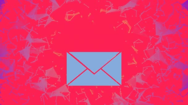 Animation Icône Enveloppe Mail Réseau Connexions Sur Fond Rouge Réseaux — Video