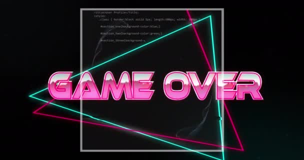 Animasi Game Text Vibrant Neon Lines Black Background Video Game — Stok Video
