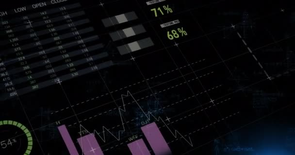 Animering Finansiell Databehandling Över Mörk Bakgrund Globala Affärs Ekonomi Databehandlings — Stockvideo