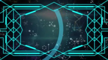 Veri işleme ve bağlantılarla asma kilidin animasyonu. Küresel bağlantılar, dijital arayüz ve dijital olarak oluşturulan veri işleme konsepti.