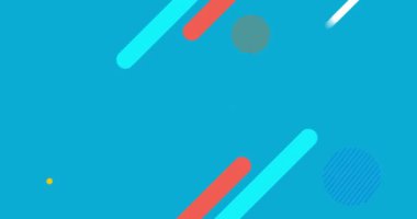 Mavi arkaplanda hareket eden soyut şekillerin animasyonu. Renk, şekil, şekil ve hareket konsepti dijital olarak oluşturulmuş video.