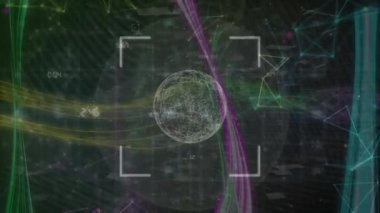 Bağlantılar üzerinden veri işlenen dünyanın animasyonu. Küresel iş, finans, hesaplama ve veri işleme kavramı dijital olarak oluşturulmuş video.