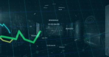 Siyah arkaplanda birden fazla tıbbi arayüz üzerinde değişen sayılarla grafiklerin animasyonu. Dijital olarak üretilmiş, hologram, illüstrasyon, rapor, iş, molekül, sağlık ve teknoloji.