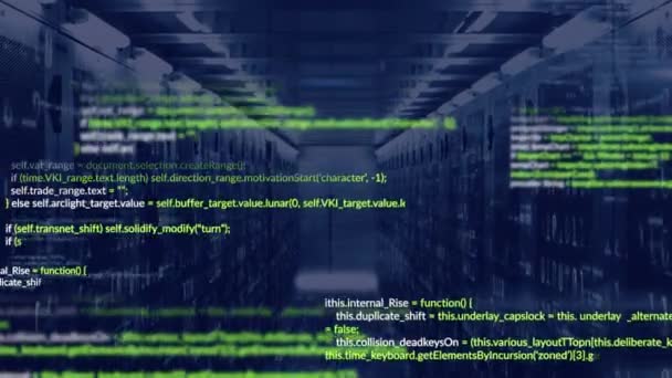 Анимирование Обработки Данных Бинарного Кодирования Компьютерной Серверной Комнате Концепция Компьютерного — стоковое видео