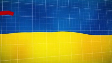 Ukrayna bayrağı üzerinde finansal veri işleme animasyonu. Küresel Ukrayna krizi, iş, finans, bilgisayar ve veri işleme kavramı dijital olarak oluşturulmuş video.
