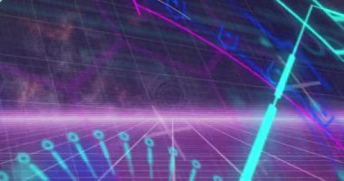 Dünyanın dört bir yanındaki profil simgelerinin uzaya karşı ızgara şeklinde taranmasının animasyonu. Dijital olarak üretilmiş, hologram, illüstrasyon, aydınlanma, küreselleşme, üç boyutlu ve teknoloji.