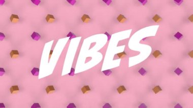 Pembe arkaplandaki titreşimlerin animasyonu 3d küp üzerinde. Dijital olarak oluşturulmuş küresel sosyal medya, iletişim, hesaplama ve veri işleme kavramı.