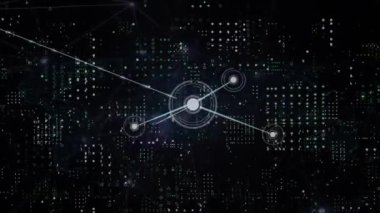 Bağlantı ağı üzerinden veri işleme animasyonu. Küresel iş, finans, hesaplama ve veri işleme kavramı dijital olarak oluşturulmuş video.