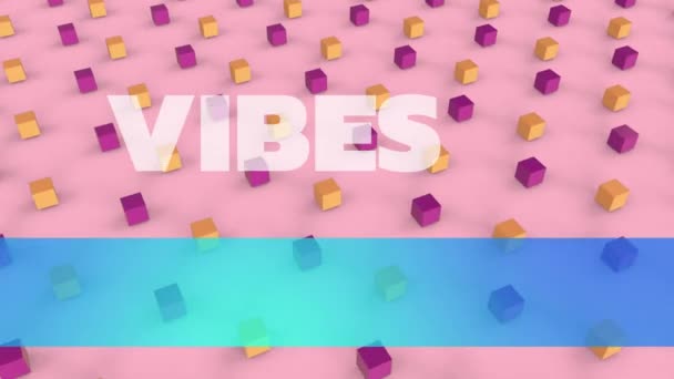 Animation Vibes Texte Sur Cubes Sur Fond Rose Concept Mondial — Video