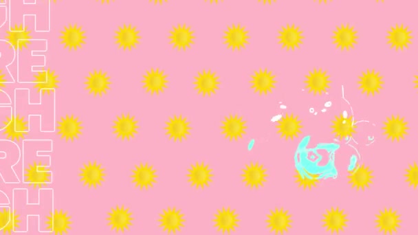 Animazione Alta Partitura Testo Sopra Icone Del Sole Sfondo Rosa — Video Stock