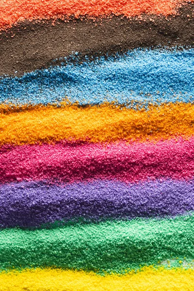 虹色の砂のストライプを閉じて スペースの背景をコピーします サンド テクスチャ ムーブメント カラーコンセプト — ストック写真