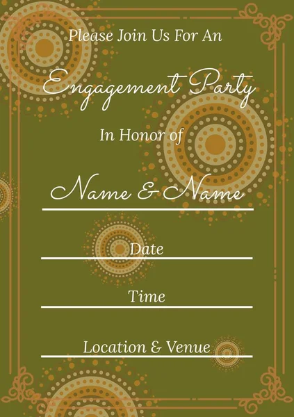 Composition Engagement Invitation Text Indian Pattern Green Background Indian Engagement — Stock Photo, Image