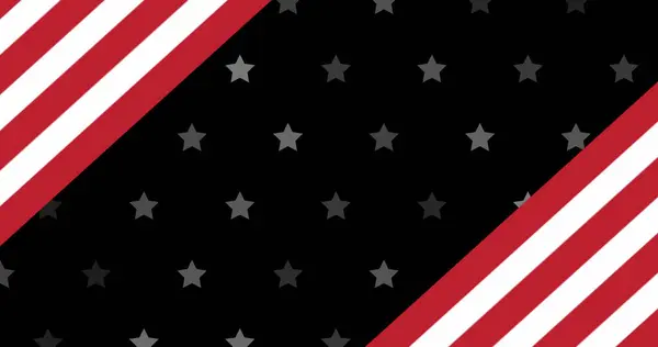 Image of flag of usa over stars on black background. Usa, patriotism and celebration concept digitally generated image.