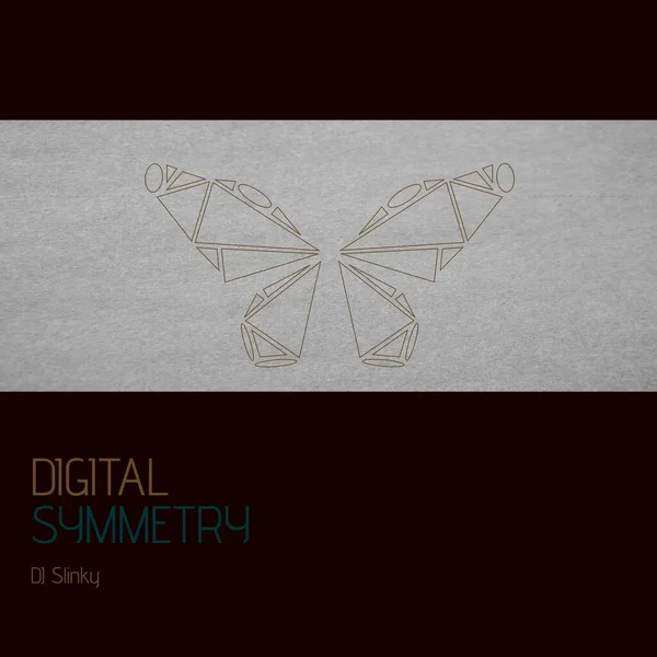 Composition Slinky Digital Symmetry Text Drawing Butterfly Grey Background Symmetry — Stock Photo, Image
