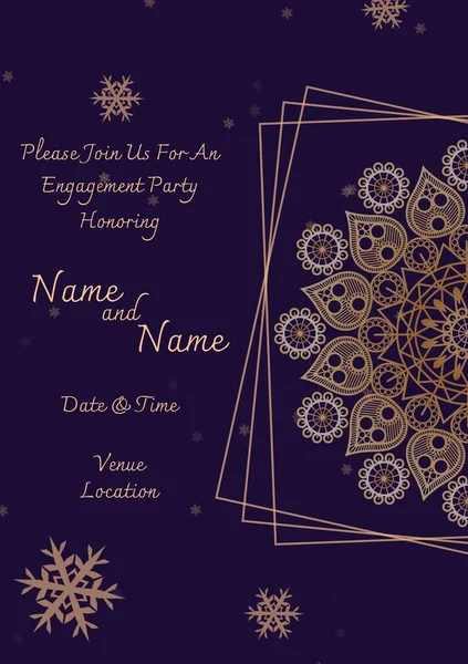 Composition Engagement Invitation Text Indian Pattern Blue Background Indian Engagement — Stock Photo, Image