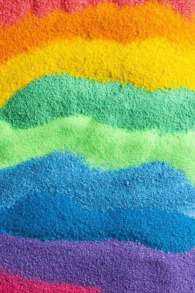 虹色の砂のストライプを閉じて スペースの背景をコピーします サンド テクスチャ ムーブメント カラーコンセプト — ストック写真